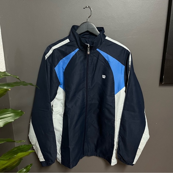 Navy Blue Windbreaker Wilson Size Small ($15) - Picture 1 of 4